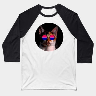 Cute Cat with Glasses Flag Baseball T-Shirt